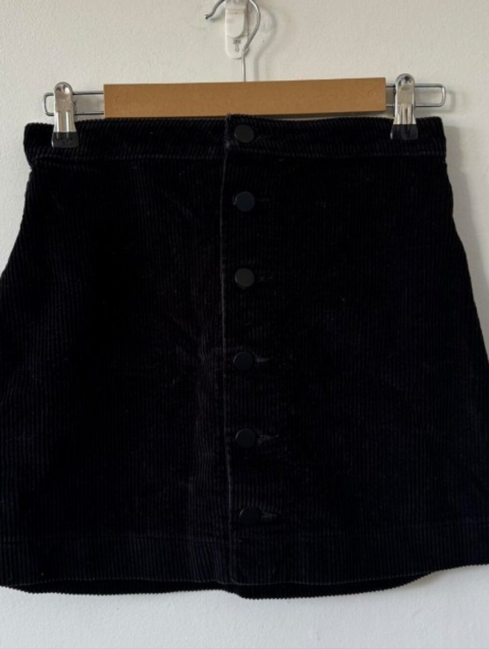 American Apparel Black Corduroy High Waist Mini Skirt
